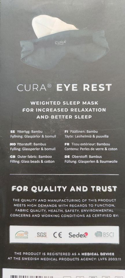 Cura Eye Rest - Schlafmaske mit Gewicht - Neu - OVP in Meißen