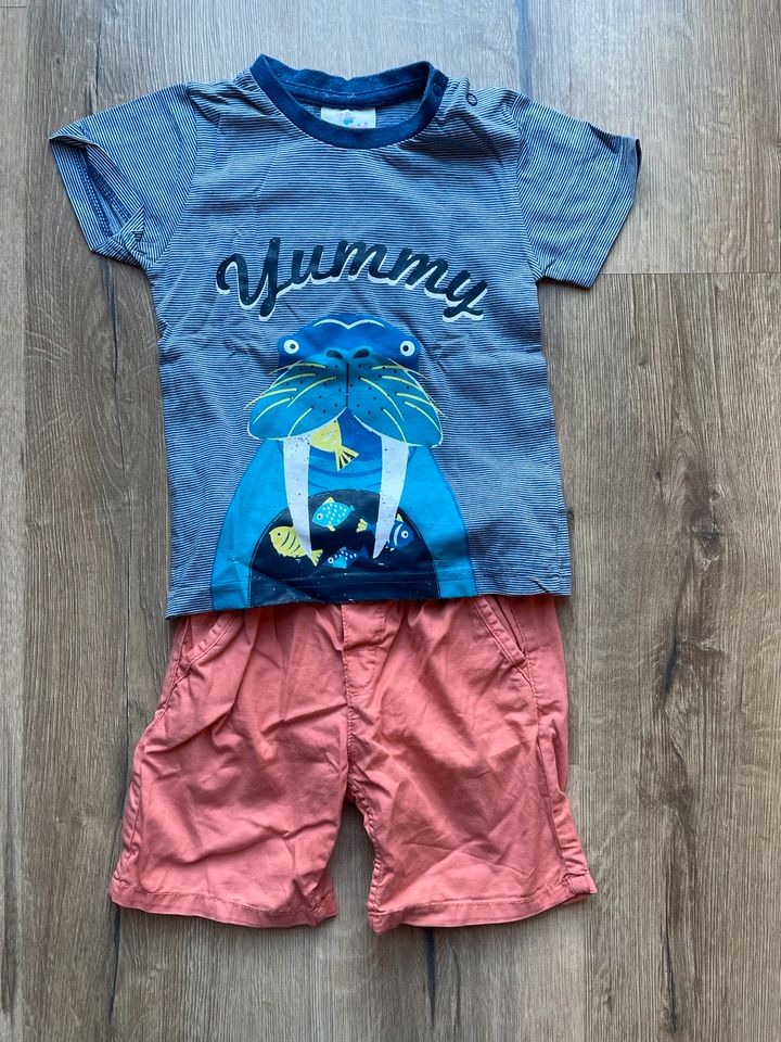 Sommer Set T-Shirt + kurze Hose Shorts Gr. 92 H&M Topomini in Niestetal