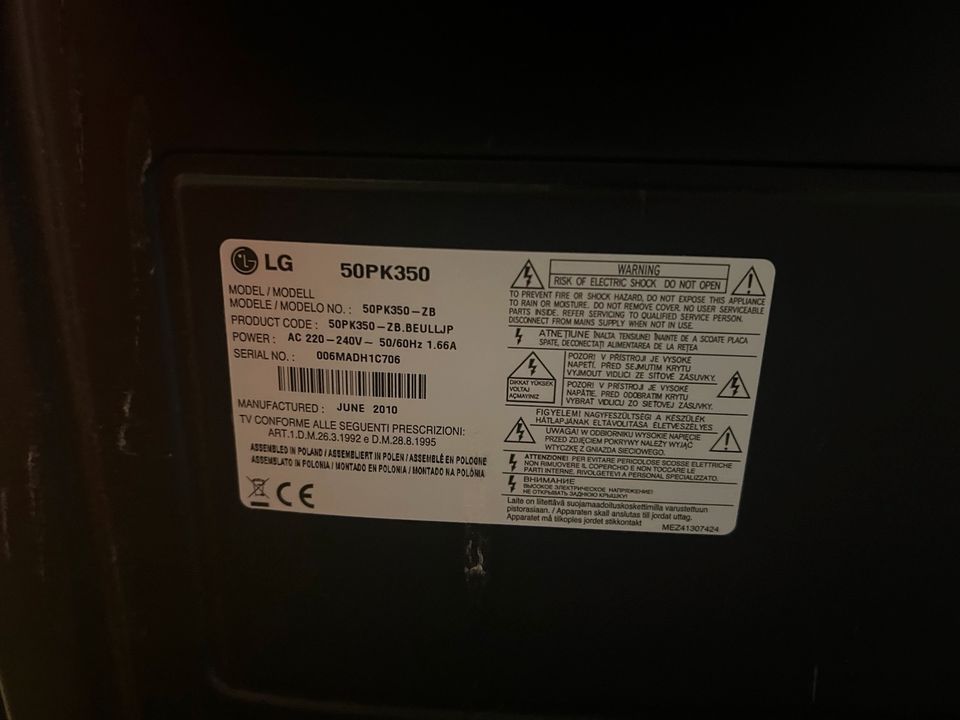 LG TV 50PK350 defekt für Bastler! in Berlin