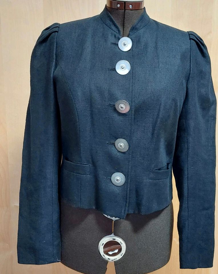 Wenger Trachtenjacke, Gr. 38, schwarz, Leinen in Mehring