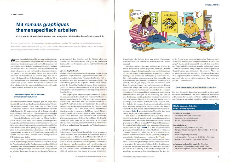 Le roman graphique_Der Fremdsprachl. Unterricht Französisch 131 in Löningen