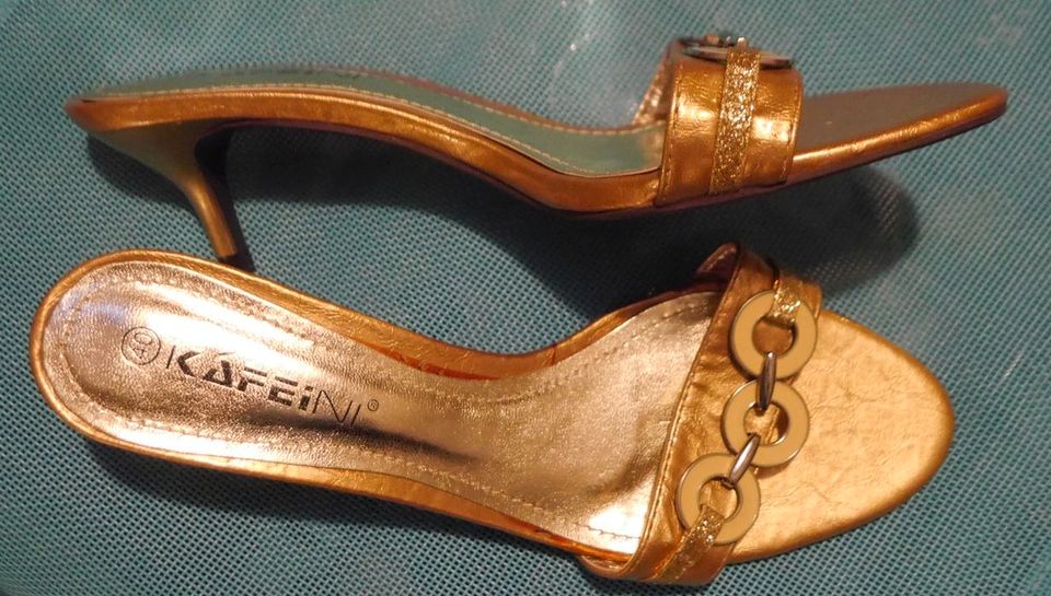 Abend-Schuhe, Pin auf High Heels, "Gold" neu, Größe 40 in Nettetal