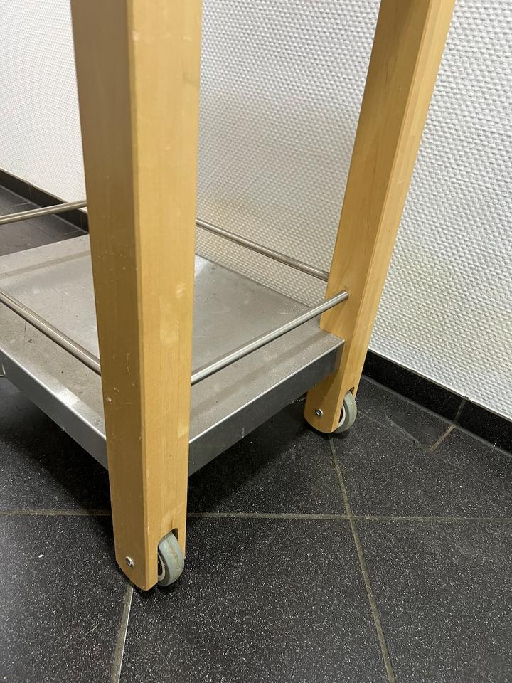 Holz Servierwagen Beistelltisch mit Edelstahl Boden 65x51cm in Bielefeld