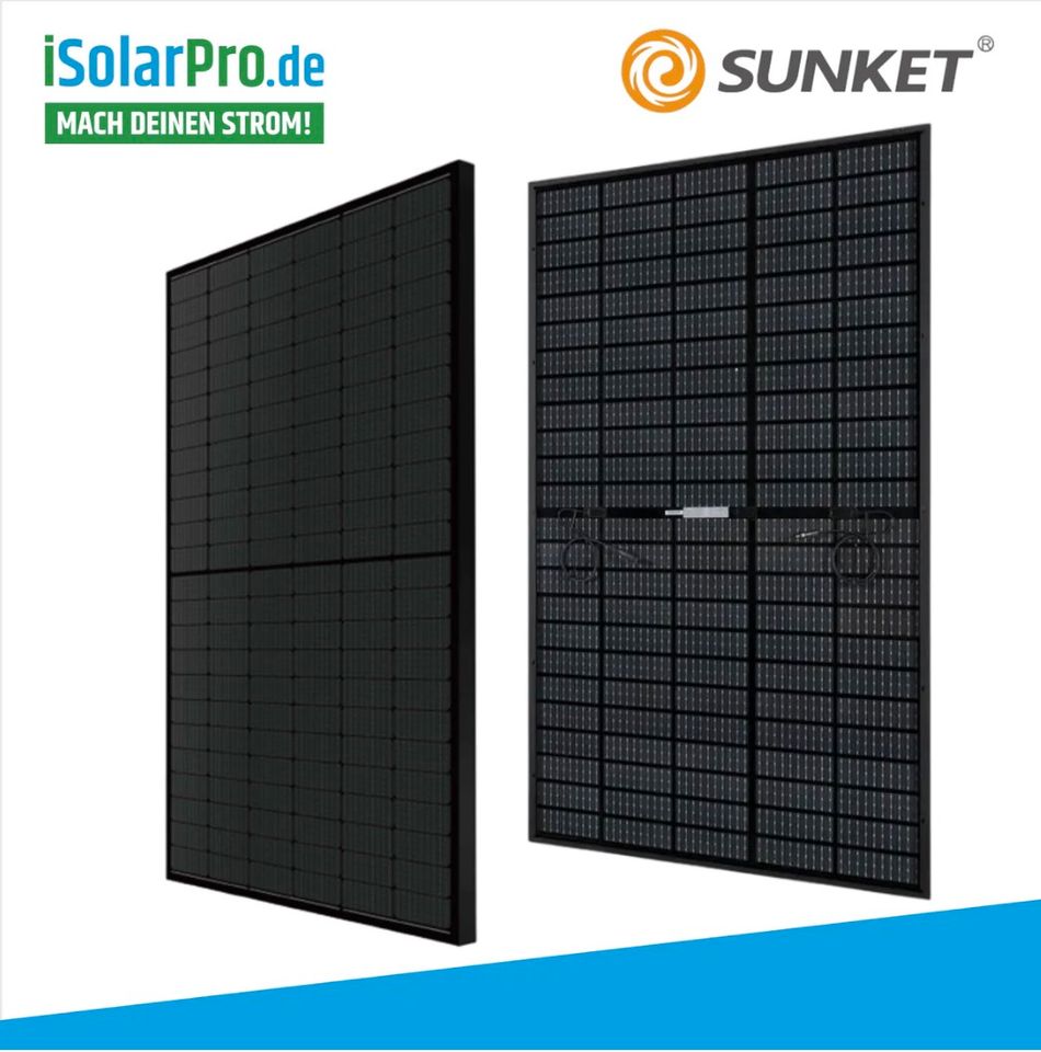 400W SUNKET Glas-Glas All Black 120 Zellen Bifacial HJT Mono Halbzellen-PV-Module Solarmodule 1755x1038x30mm Photovoltaik Solarpanel in Moers