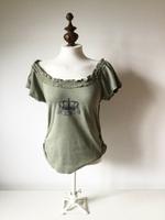 MNG Mango Oberteil gerafft Krone Shirt olivgrün S Baumwolle Bayern - Ustersbach Vorschau