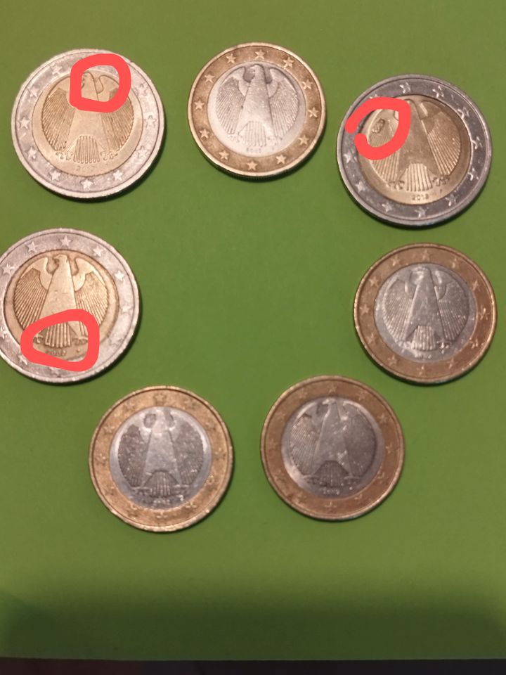 1 und 2 Euro Münze Adler in Dresden