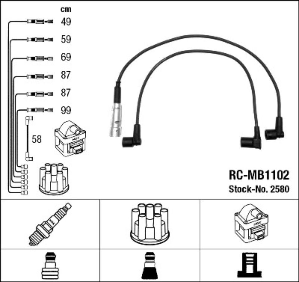 Zündkabelsatz NGK 2580 für div. MB 6-Zylinder in Hamburg