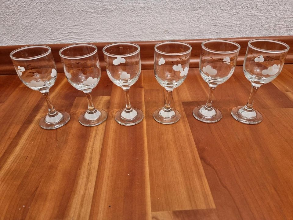 6x Schnaps Gläser von Leonardo mit Wolkendesign in Düsseldorf