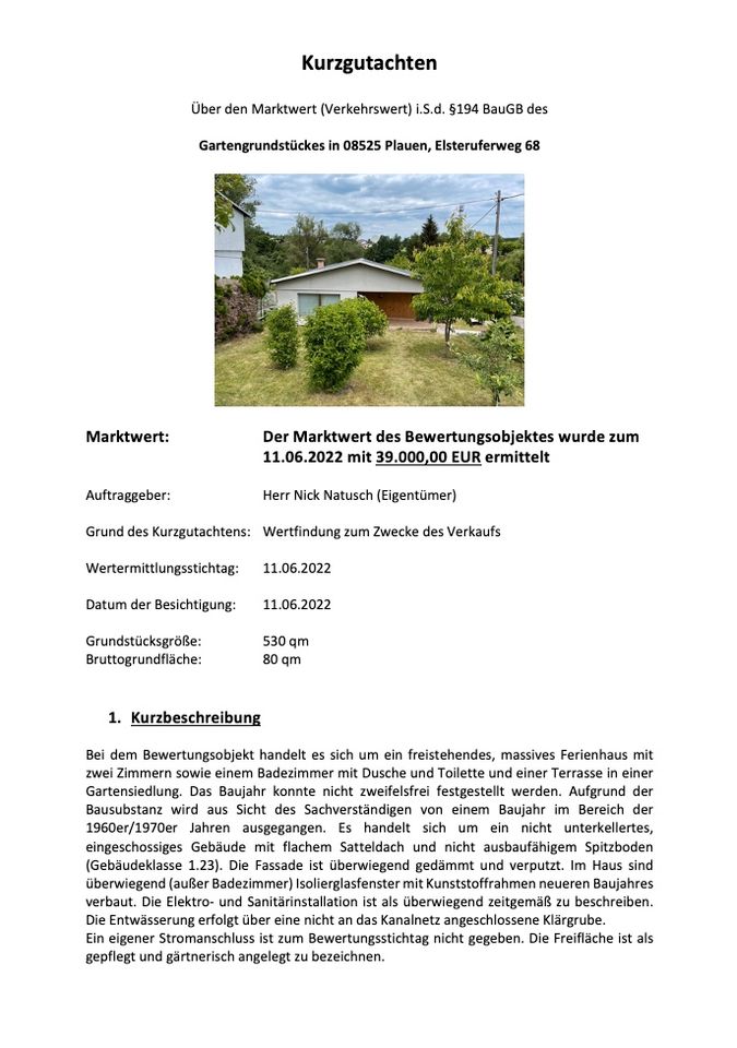 Eigentumsgarten mit Laube in Plauen 08525 in Plauen
