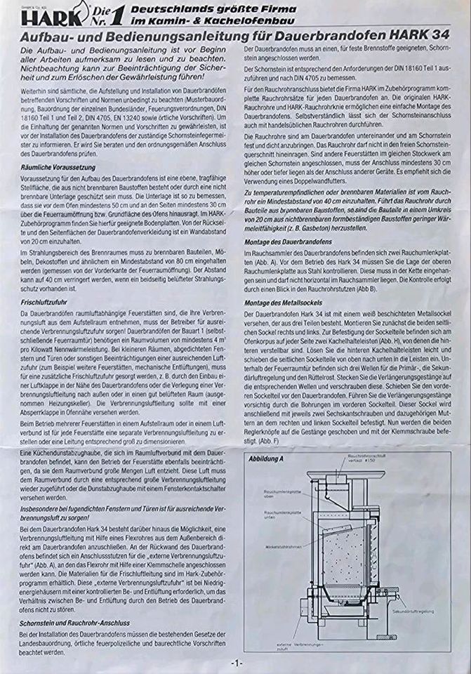 Kaminofen, Hark 34 Kamin (7 Kw) Dauerbrandofen in Blankenfelde