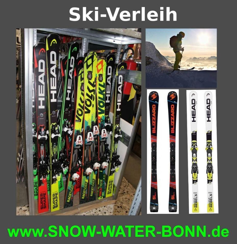 Mit dem richtigen Ski im Skigebiet auf der Skihütte im Skiurlaub in der Skischule mit Skipass - einfach Ski mieten Snowaboard leihen in Bonn