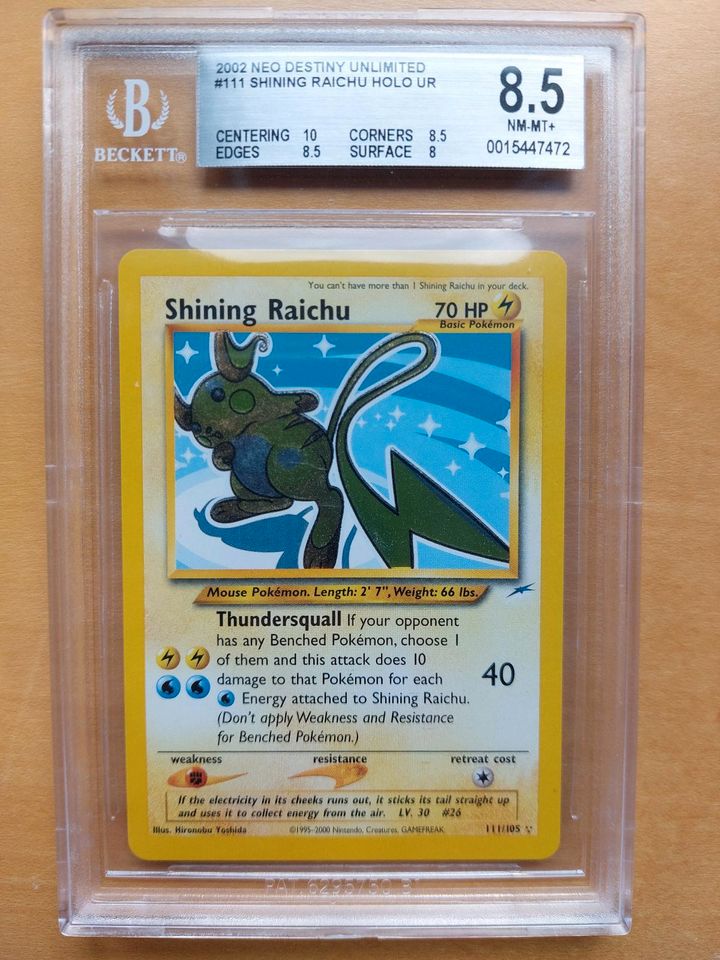 Pokemon Karte Schimmerndes Raichu Neo Destiny Holo BGS 8,5 Mint in Schriesheim