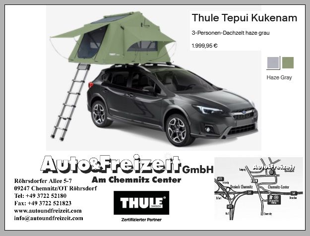 Thule Foothill * 2-Personen-Dachzelt agavengrün * NEU & VERLEIH in Röhrsdorf