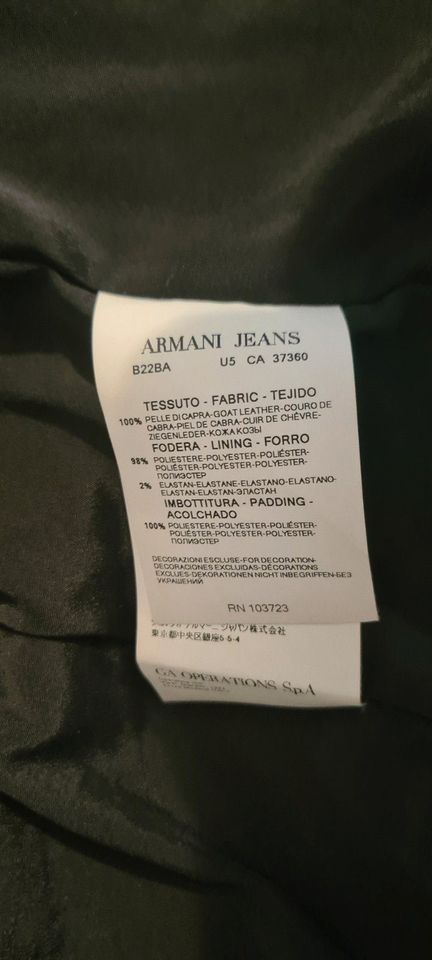 Armani Jeans Lederjacke Original Damen schwarz, Gr. 38 in Montabaur