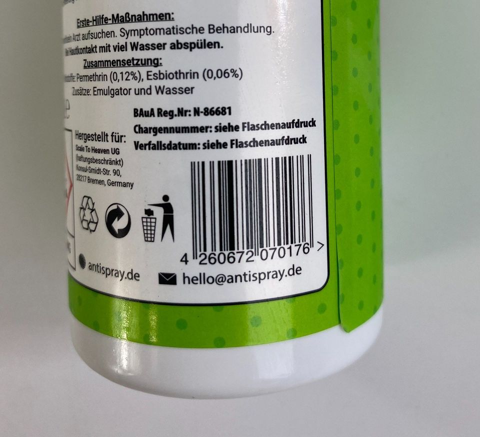 ca. 624 St. Anti Milben-Spray Milbenschutz für Matratzen, Polster & Bett gegen Hausstaubmilben, Großhandel, Marke: Anti Spray, für Wiederverkäufer, MHD 2024, A-Ware, Restposten in Tanna