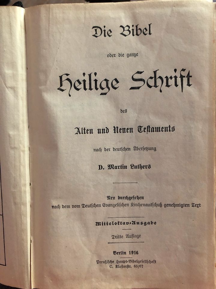 3. Auflage - Luther Bibel - 1916 - kostenloser Versand in Hürth