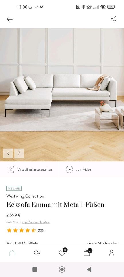 Westwing big Sofa Couch Emma Weiß Creme off White XXL in Karlsruhe