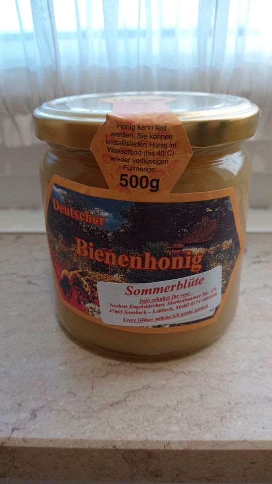 500 Gramm Sommer-Honig/Honigglas aus meiner privater Hobbyimkerei in Sonsbeck