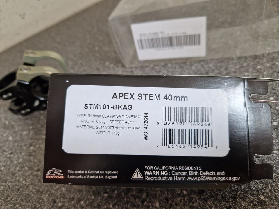 MTB-Vorbau Renthal APEX STEM 101 40mm Rise 31,8 mm 6° in Unterwellenborn