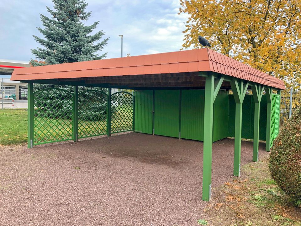 Carport (Muster) zum Selbstabbau, Doppelcarport mit Abstellkammer in Birkenwerder