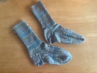 Stricksocken Kinder grau blau gestreift Baden-Württemberg - Bad Rappenau Vorschau