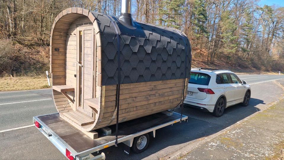 Mobile Fasssauna Quadrosauna od. Fahrradträger, Dachbox mieten in Schwarzenborn