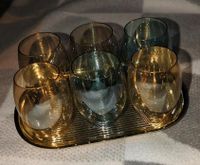 Gläser auf Tablett vergoldet 70er Jahre bunt Glas 7cm DDR Güstrow - Landkreis - Lüssow Vorschau