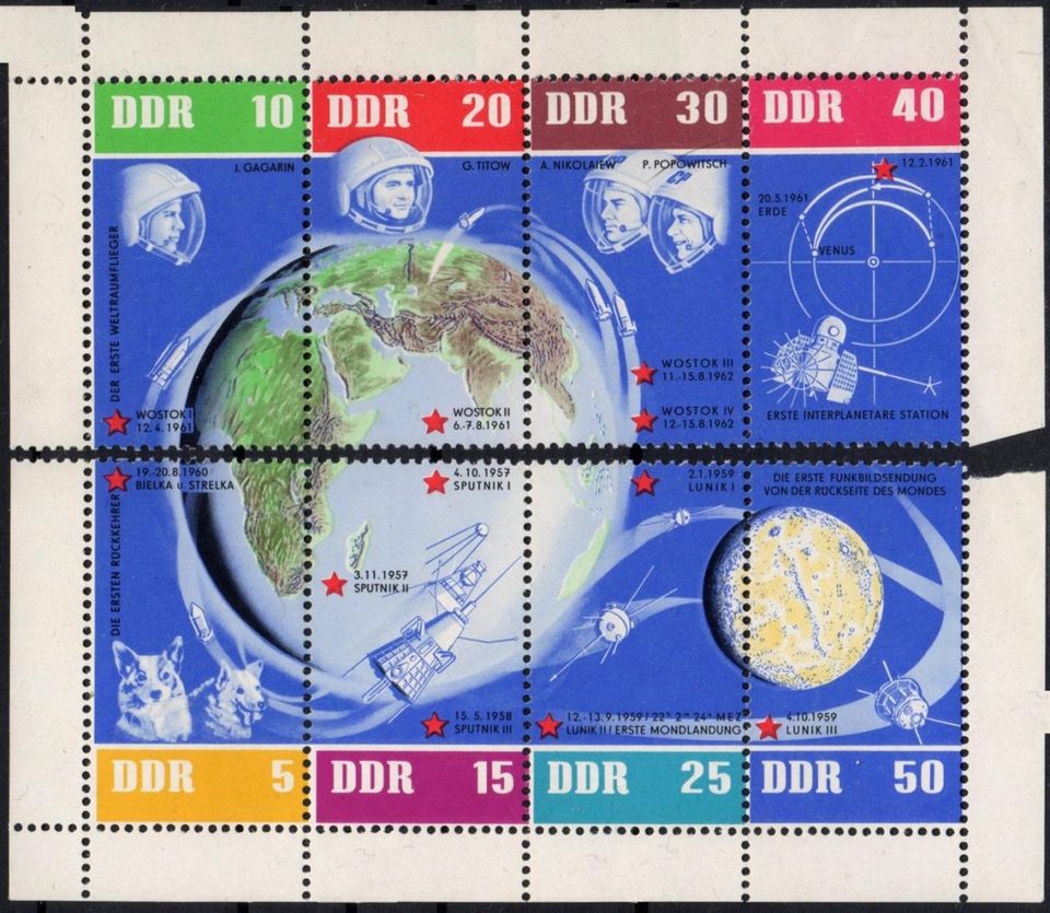 DDR: MiNr. 926 - 933, 28.12.1968, "5 Jahre sowjetische Weltraumfl in Brandenburg an der Havel