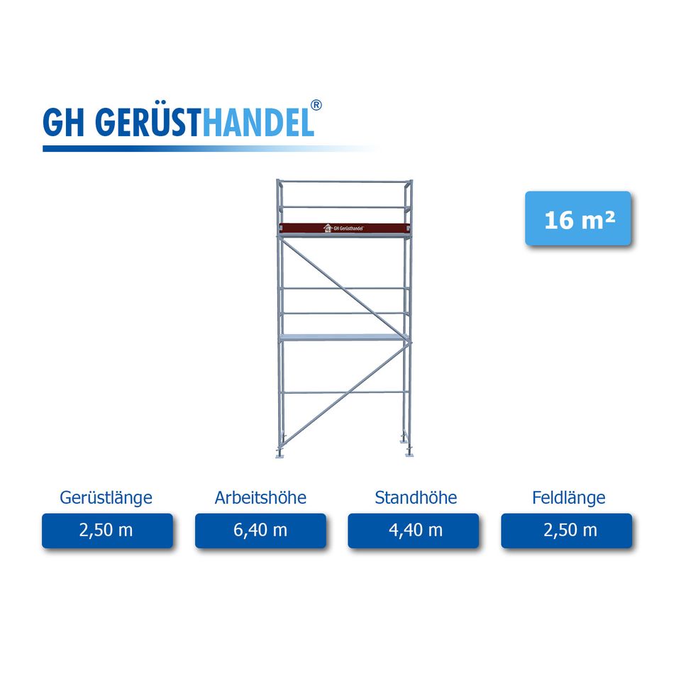 gebr. Stahlgerüst Plettac mit 2,50m Stahlbohlen Fassadengerüst in Vöhringen