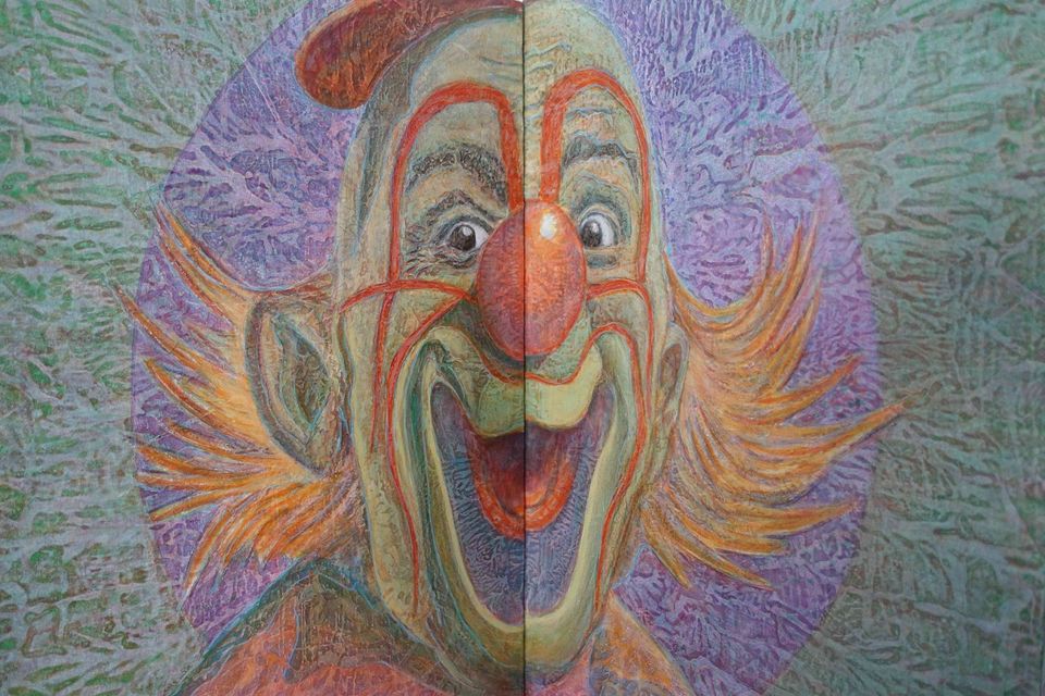 Luc GRUN - Doppeltes Ölgemälde "Clown", signiert, 1993, Leinwand in Köln