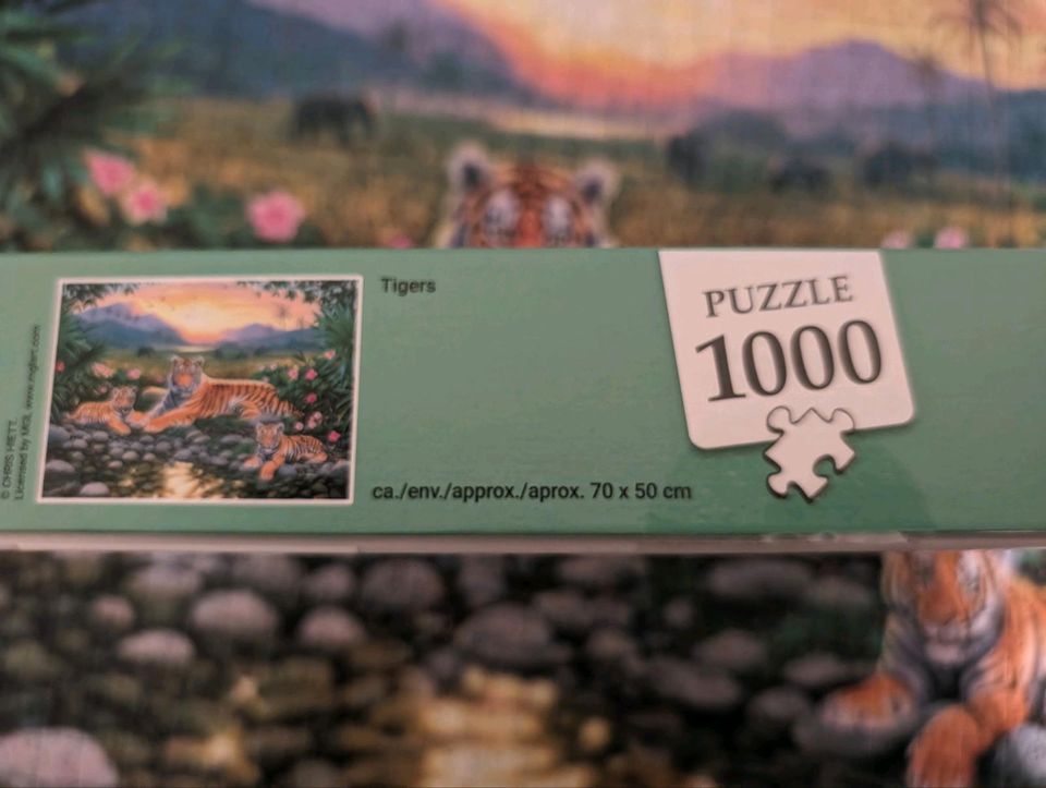 Puzzle 1000 Teile, wie neu, Tiger, vollständig in Schonungen