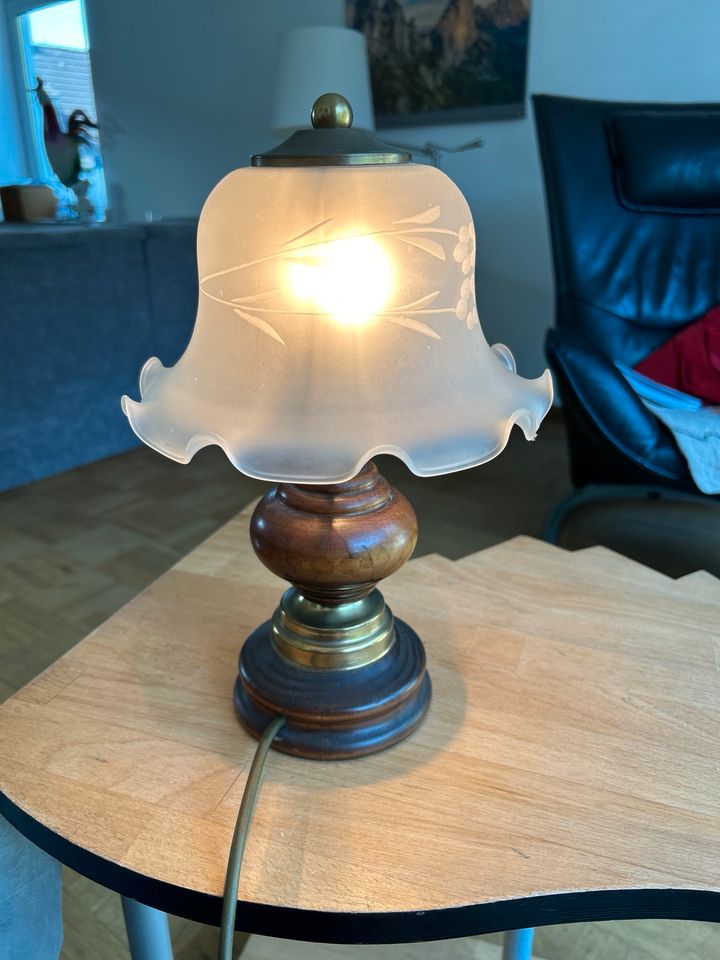 Lampe- Vintage 80er Jahre Holz Glas in Witten