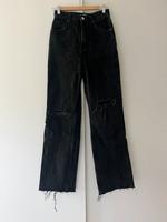 Zara Jeans Schwarz wide leg straight Löchern ripped Größe 36 S Hessen - Fuldatal Vorschau
