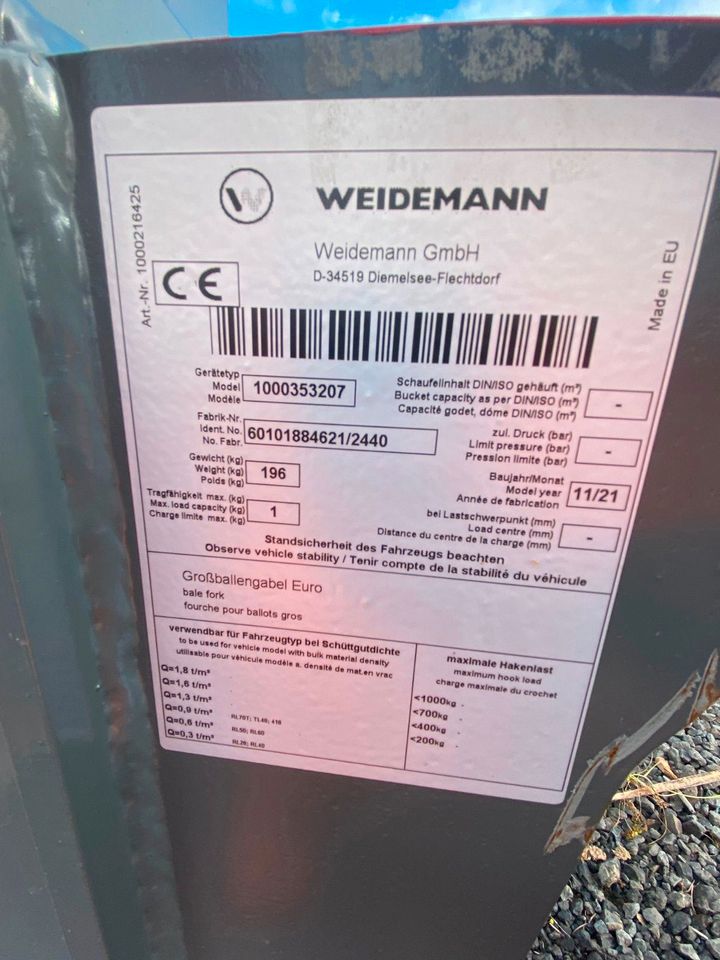 WEIDEMANN Großballengabel 1400 Ballengabel Gabel in Gudensberg