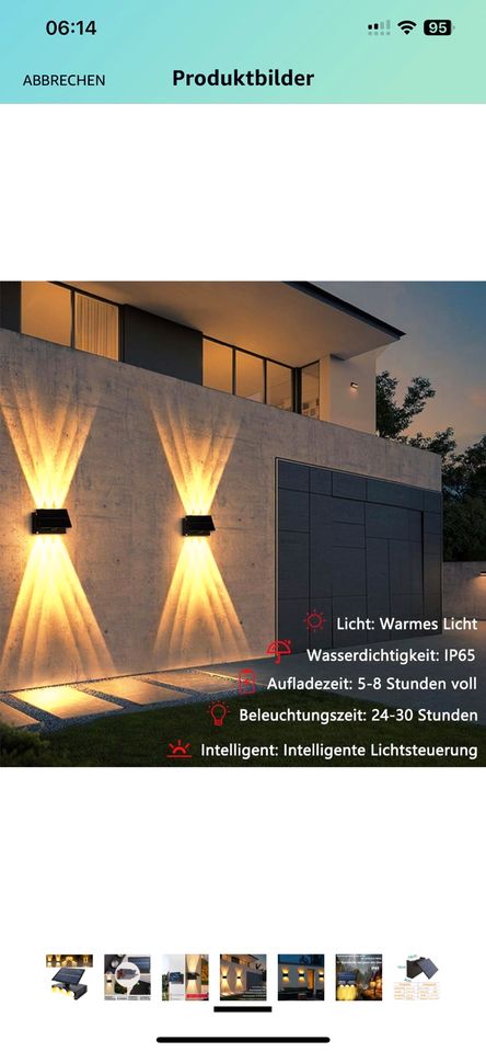 Solar Wandleuchte Aussen, Einstellbar led IP65 Wasserdicht in Dessau-Roßlau