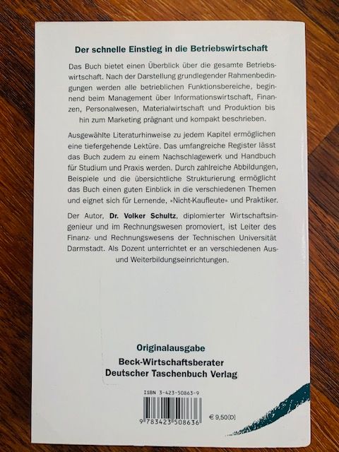 Buch Basiswissen Betriebswirtschaft Beck Wirtschaftsberater in Blaustein