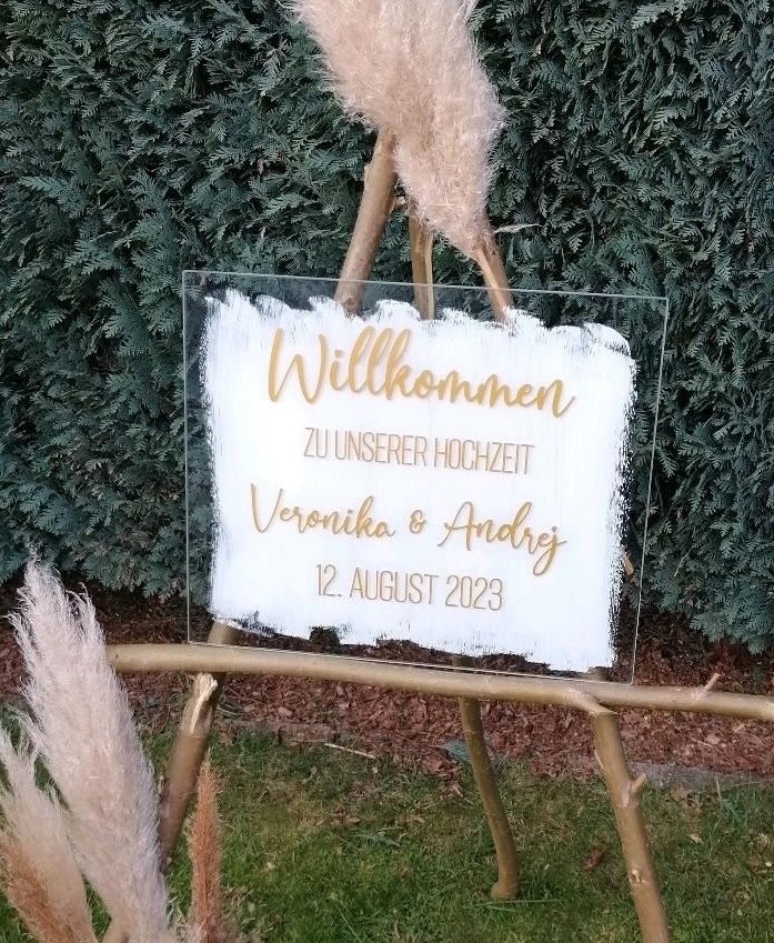 Schild Hochzeit Willkommen Willkommensschild Namen Plexiglas in Holthausen