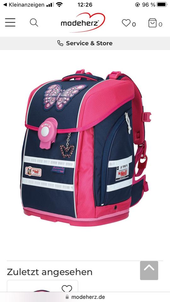 McNeill Schulranzen Ergo Primero pink dunkelblau Schmetterling in Sölden