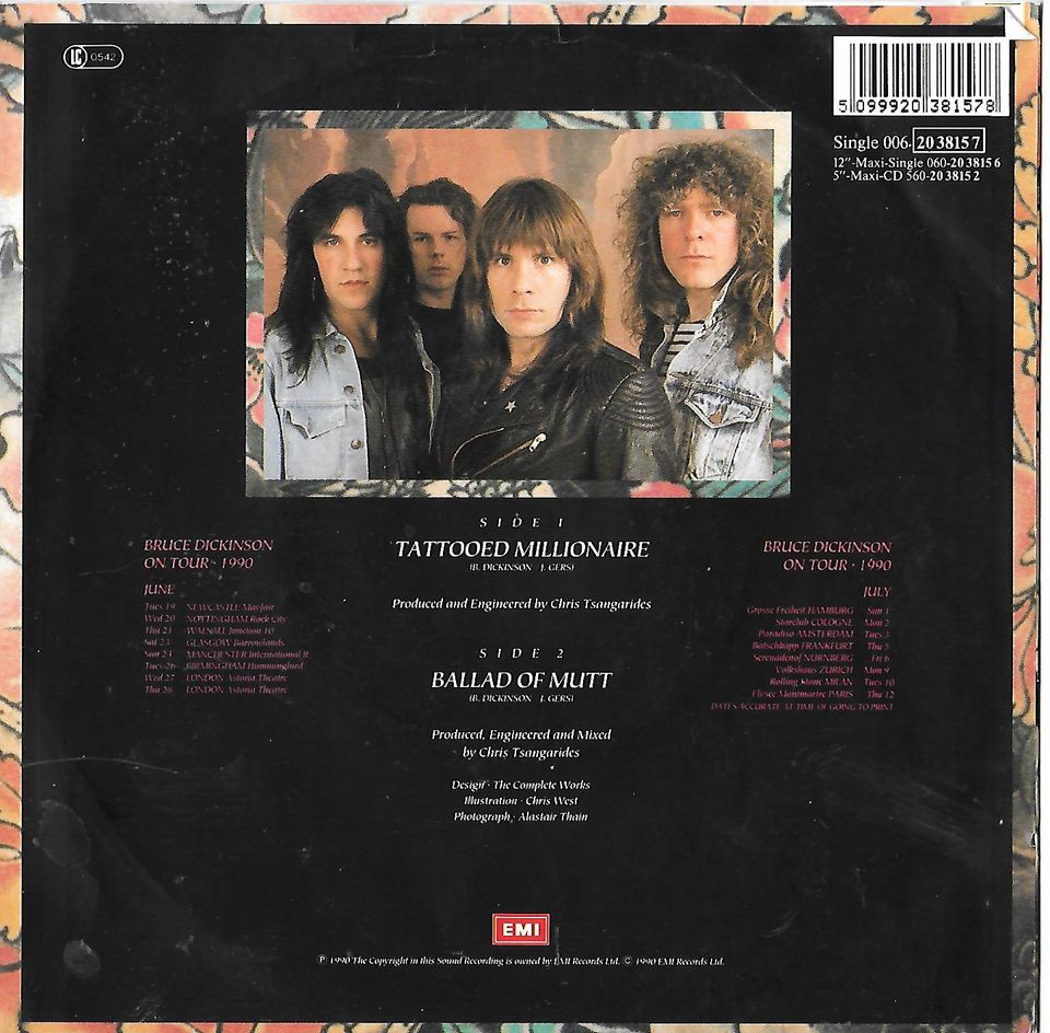 (Iron Maiden)BRUCE DICKINSON 7" Single Vinyl Tattooed Millionaire in Nürnberg (Mittelfr)