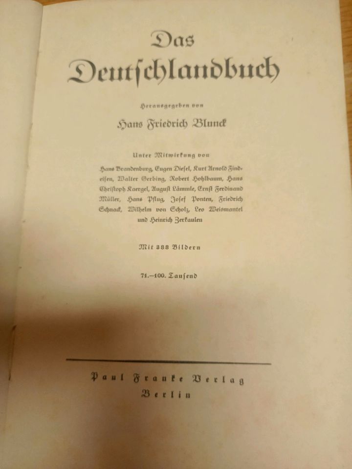 Das Deutschlandbuch Hans Friedrich Blunck 1935 Paul Franke Verlag in Berlin