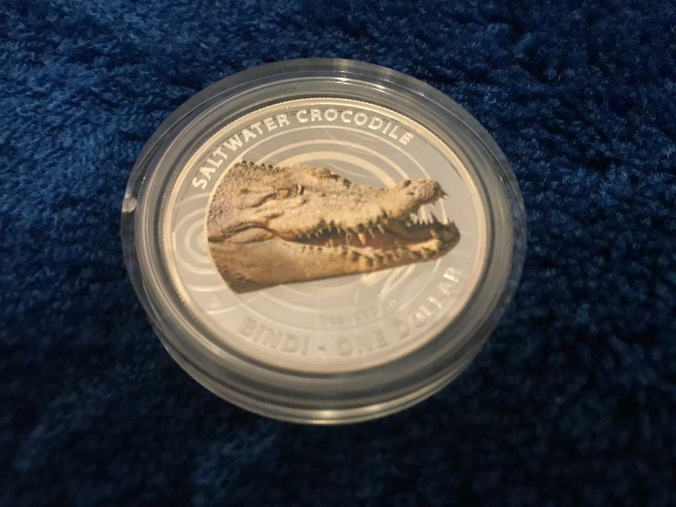 Bindi - Australian Saltwater Crocodiles 1 oz 999 Feinsilber Color in Waal