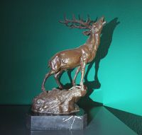 Bronze Jagd, Hirsch, Rotwild, Jagdzimmer auf Marmorsockel Bayern - Burglengenfeld Vorschau