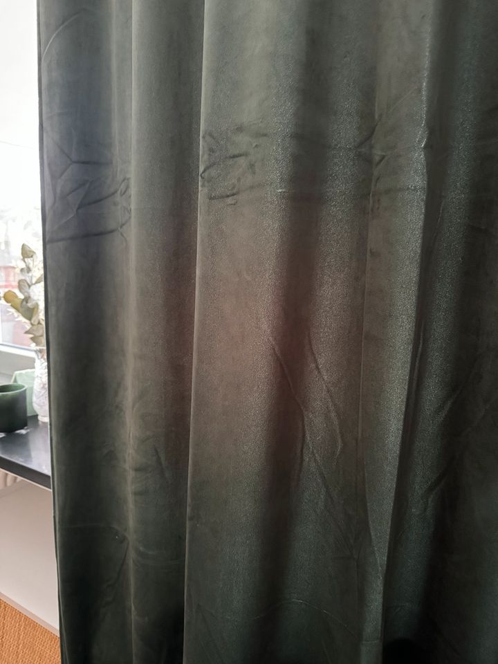 ❤️Vorhänge curtain Satin skandi grau grün Textil Stoff  Retro in Essen