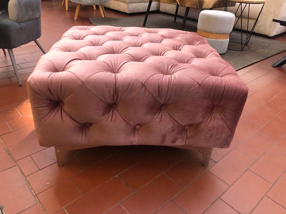 Hocker Samt Polsterhocker Chesterfield Sitzbank Rosa 80x80 cm in Bremen