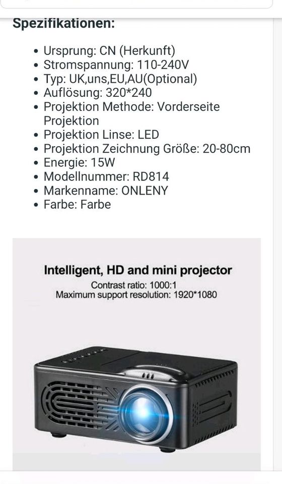 Mini Beamer / LED mini Projector RD 814 in Düsseldorf