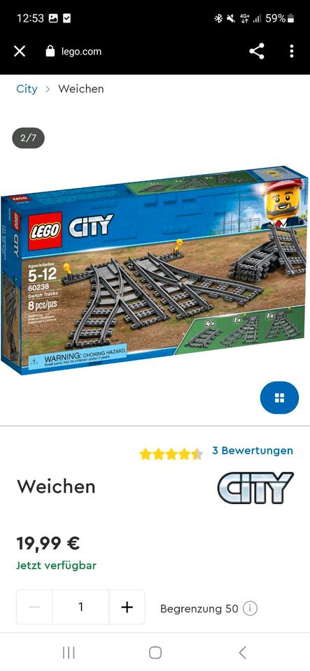 Lego City Weichen 60238 in Frei-Laubersheim