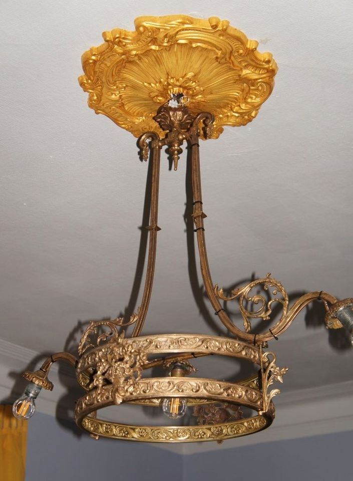 antik 3 er Decken Messing Leuchte Lampe Lüster Jugendstil Histori in Stuttgart