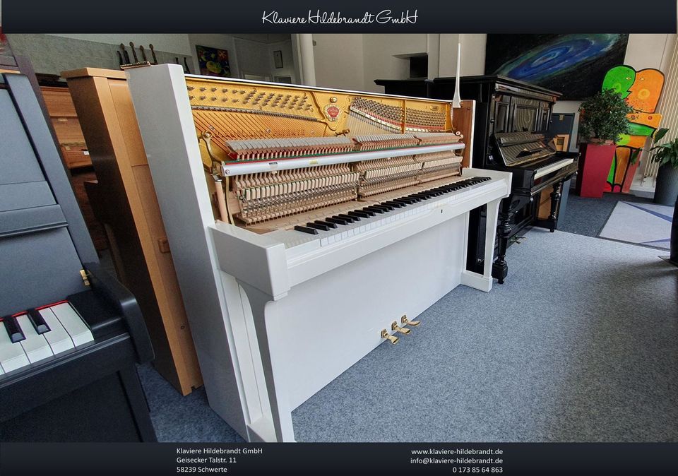 Schönes Schimmel Klavier Modell 118 T in weiss poliert in Schwerte