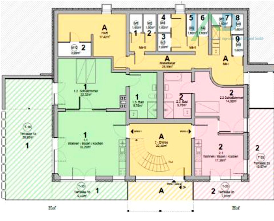 Exklusive, kernsanierte und helle 2 Zimmer Single Wohnung in repräsentativem Anwesen mit großem Garten in Solms