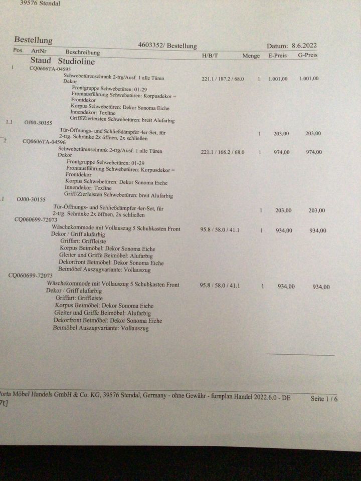 Schwebetürenschrank  sh. Rechnung Details in Stendal